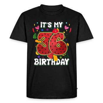 36th Birthday Watermelon - Men's Premium Organic T-Shirt - black - Front - Nico (187cm)