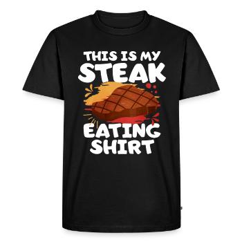 Steak - Men's Premium Organic T-Shirt - black - Front - Nico (187cm)