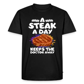 Steak - Men's Premium Organic T-Shirt - black - Front - Nico (187cm)