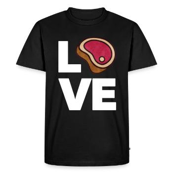 Steak - Men's Premium Organic T-Shirt - black - Front - Nico (187cm)