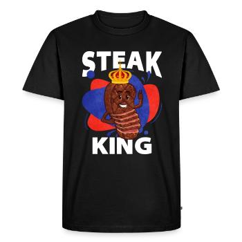Steak - Men's Premium Organic T-Shirt - black - Front - Nico (187cm)