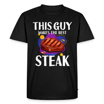 Steak - Men's Premium Organic T-Shirt - black - Front - Nico (187cm)