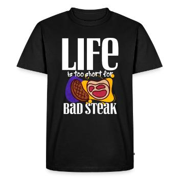 Steak - Men's Premium Organic T-Shirt - black - Front - Nico (187cm)