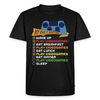Mon joueur de jeu de routine quotidienne - T-shirt Premium bio Homme - noir - Devant - Nico (187cm)