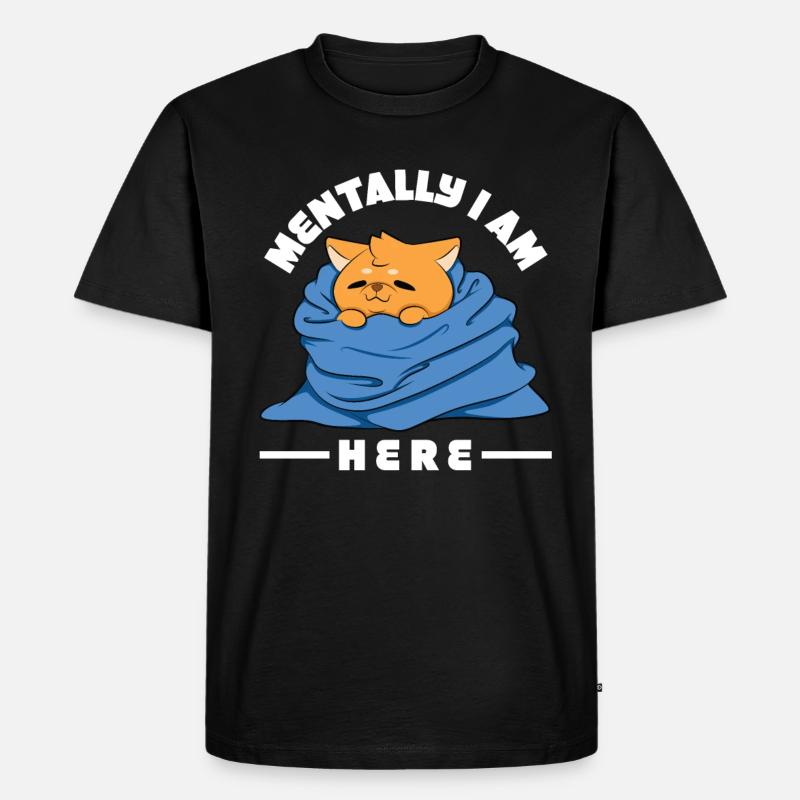 Geistig bin ich hier - Männer Premium Bio T-Shirt - Schwarz