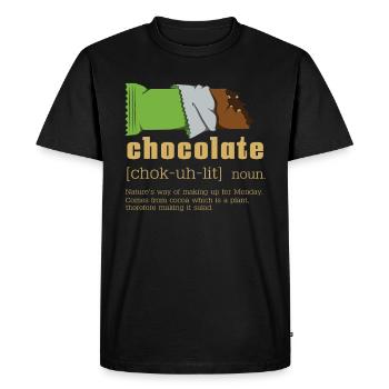 Chocolate noun - Men's Premium Organic T-Shirt - black - Front - Nico (187cm)