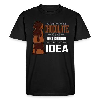 Chocolate - Men's Premium Organic T-Shirt - black - Front - Nico (187cm)