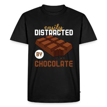 Easily distracted by chocolate - Men's Premium Organic T-Shirt - black - Front - Nico (187cm)