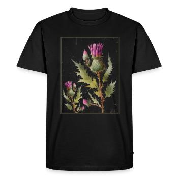 Thistle Flower - Men's Premium Organic T-Shirt - black - Front - Nico (187cm)