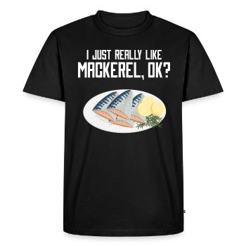 Maquereau Mackrel Pêche en eau salée - T-shirt Premium bio Homme - noir - Devant - Nico (187cm)