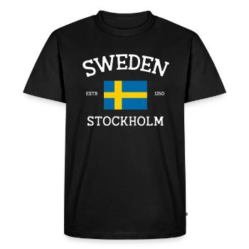 Suède - T-shirt Premium bio Homme - noir - Devant - Nico (187cm)