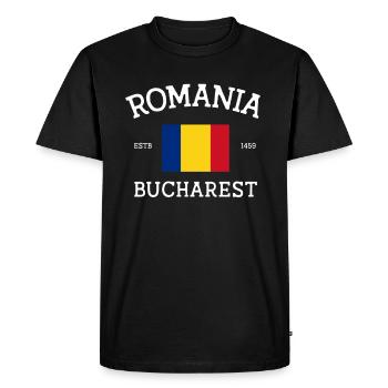 Roumanie - T-shirt Premium bio Homme - noir - Devant - Nico (187cm)