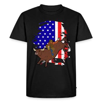 Taureaux équitation rodéo cadeau - T-shirt Premium bio Homme - noir - Devant - Nico (187cm)