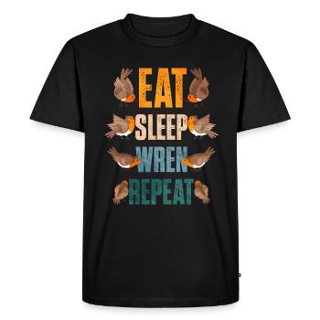 Wren Bird - Men's Premium Organic T-Shirt - black - Front - Nico (187cm)
