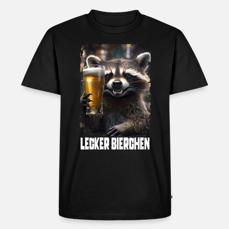 Lecker Bierchen Waschbär - Männer Premium Bio T-Shirt - Schwarz