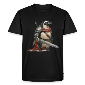Chevalier Pingouin Moyen Âge - T-shirt Premium bio Homme - noir - Devant - Nico (187cm)