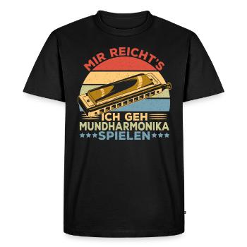 Playing Harmonica Gift - Men's Premium Organic T-Shirt - black - Front - Nico (187cm)