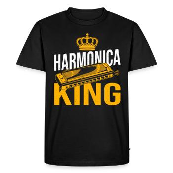 Playing Harmonica Gift - Men's Premium Organic T-Shirt - black - Front - Nico (187cm)
