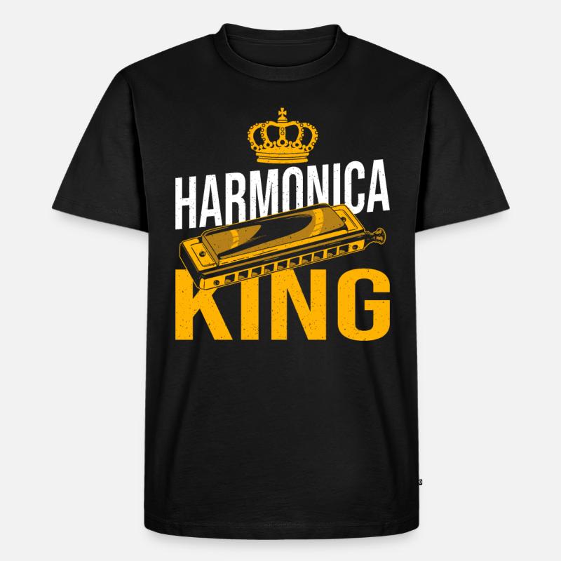 Playing Harmonica Gift - Men's Premium Organic T-Shirt - black