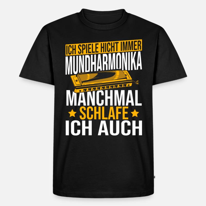 Playing Harmonica Gift - Men's Premium Organic T-Shirt - black