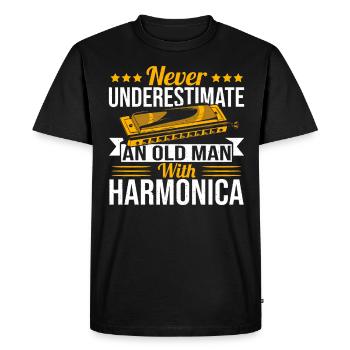 Playing Harmonica Gift - Men's Premium Organic T-Shirt - black - Front - Nico (187cm)