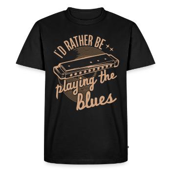 Harmonica Playing Gift - Men's Premium Organic T-Shirt - black - Front - Nico (187cm)