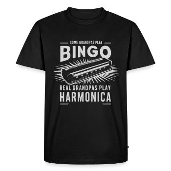 Harmonica Playing Gift - Men's Premium Organic T-Shirt - black - Front - Nico (187cm)