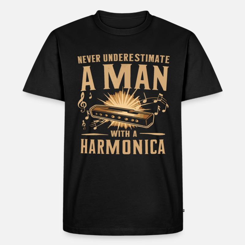 Harmonica Playing Gift - Men's Premium Organic T-Shirt - black