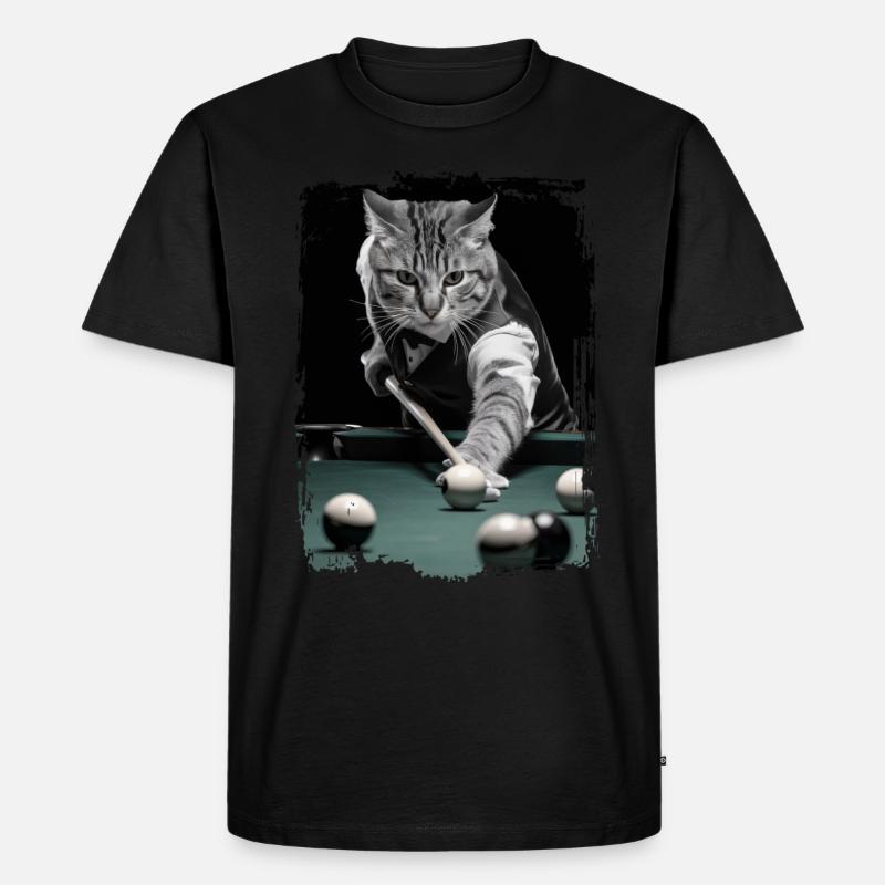 Katze spielt Billard Geschenk - Männer Premium Bio T-Shirt - Schwarz