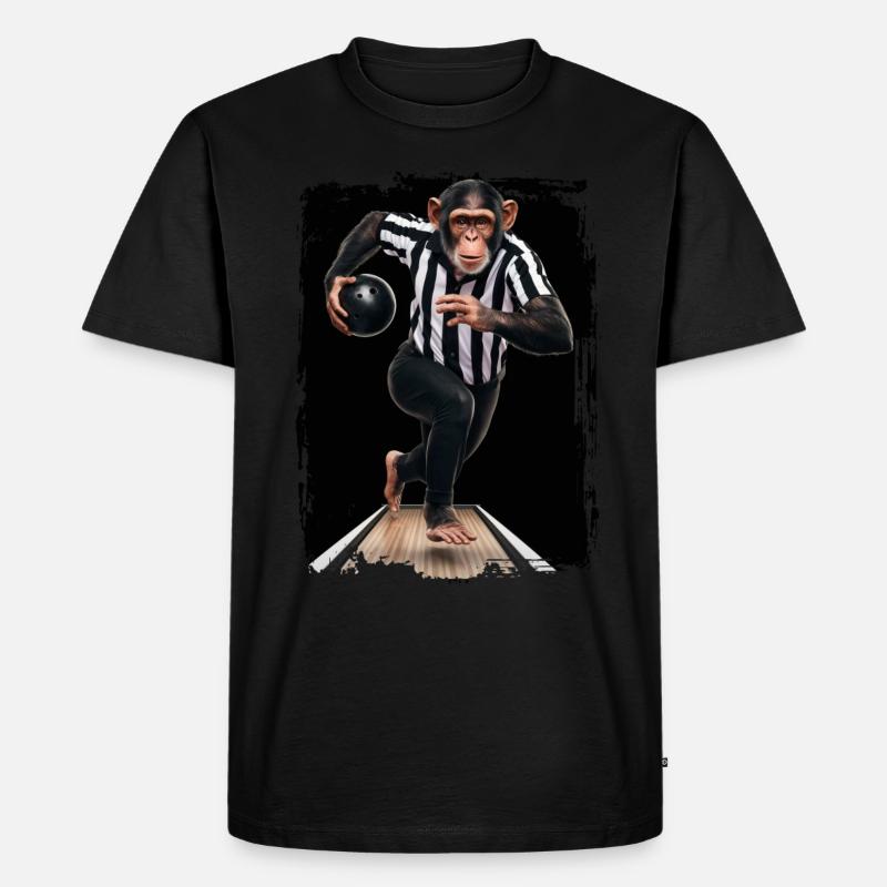 Schimpanse spielt Bowling Geschenk - Männer Premium Bio T-Shirt - Schwarz