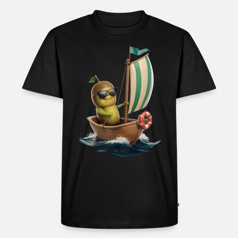 Frucht Kiwi Bootfahren Geschenk - Männer Premium Bio T-Shirt - Schwarz