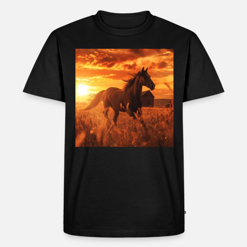 Pferd - Männer Premium Bio T-Shirt - Schwarz