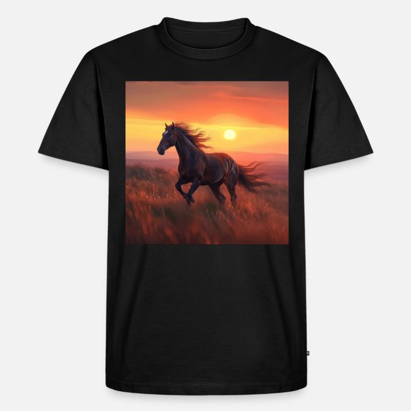 Pferd - Männer Premium Bio T-Shirt - Schwarz
