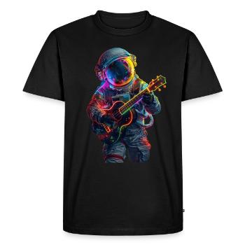Astronaut Ukulele - Men's Premium Organic T-Shirt - black - Front - Nico (187cm)