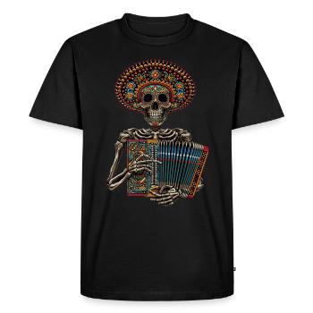 Accordion Mexican Skeleton - Men's Premium Organic T-Shirt - black - Front - Nico (187cm)