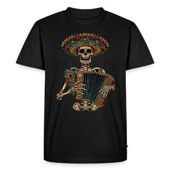 Accordion Mexican Skeleton - Men's Premium Organic T-Shirt - black - Front - Nico (187cm)
