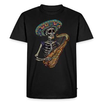 Harp Mexican Skeleton - Men's Premium Organic T-Shirt - black - Front - Nico (187cm)