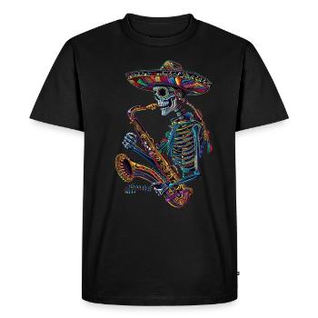 Saxophone Mexican Skeleton - Men's Premium Organic T-Shirt - black - Front - Nico (187cm)
