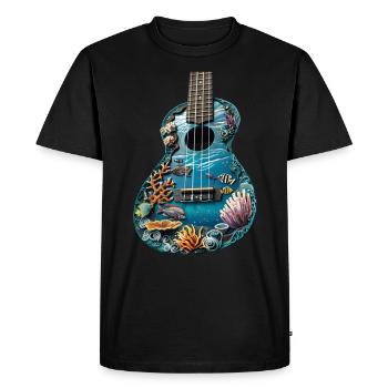 Fish Ukulele - Men's Premium Organic T-Shirt - black - Front - Nico (187cm)