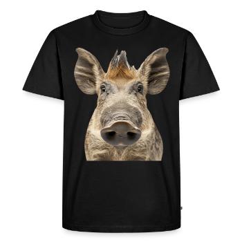 Warzenschwein - Männer Premium Bio T-Shirt - Schwarz - Vorne - Nico (187cm)