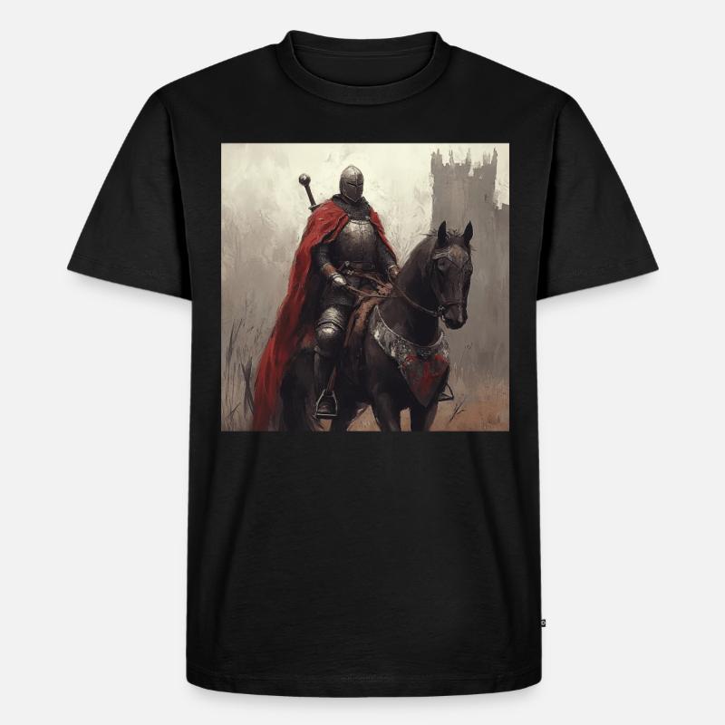 Ritter auf Pferd - Männer Premium Bio T-Shirt - Schwarz