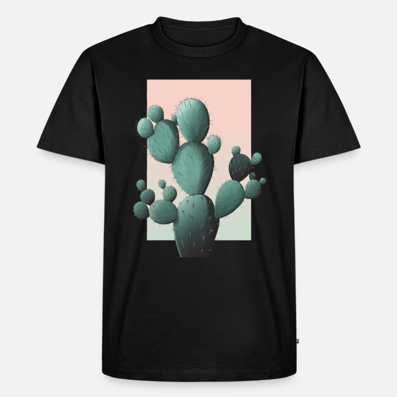 Kaktus - Männer Premium Bio T-Shirt - Schwarz