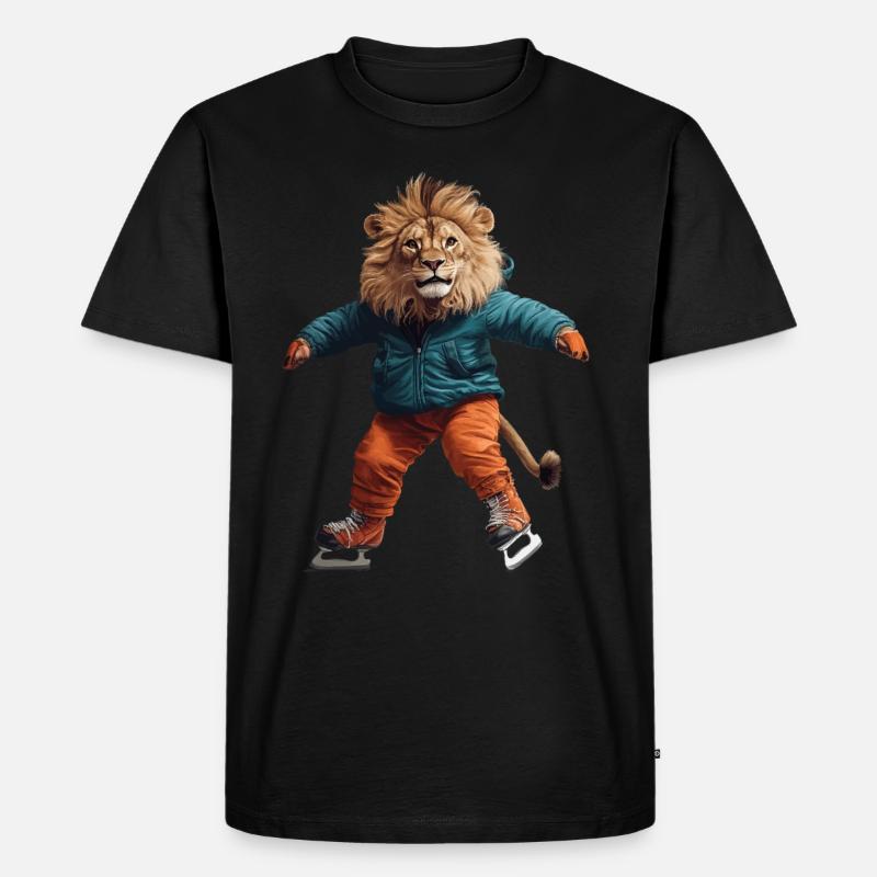 Löwe - Männer Premium Bio T-Shirt - Schwarz
