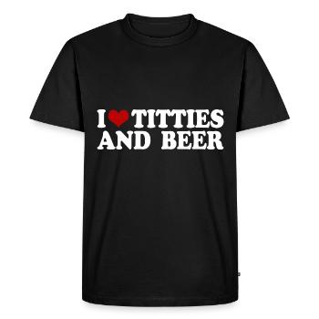i love titties and beer - Men's Premium Organic T-Shirt - black - Front - Nico (187cm)