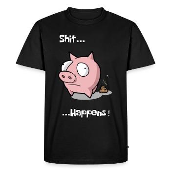 Pig piggy sow shit happens gift idea - Men's Premium Organic T-Shirt - black - Front - Nico (187cm)