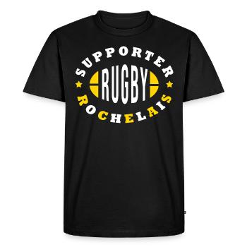 Rugby La Rochelle supporter Rochelais - T-shirt Premium bio Homme - noir - Devant - Nico (187cm)