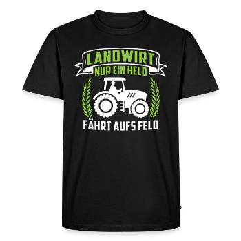 Landwirt nur ein held fährt aufs Feld - Männer Premium Bio T-Shirt - Schwarz - Vorne - Nico (187cm)