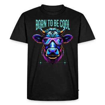 Lunettes de vache Drôle de cadeau fermier Né pour être cool - T-shirt Premium bio Homme - noir - Devant - Nico (187cm)