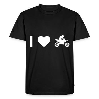 Je coeur et gars moto - - T-shirt Premium bio Homme - noir - Devant - Nico (187cm)