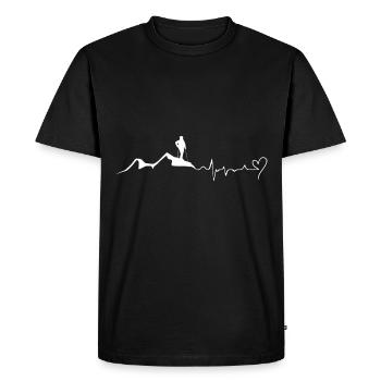 Heart - Heartbeat - Montagne - Ski - (4) - T-shirt Premium bio Homme - noir - Devant - Nico (187cm)